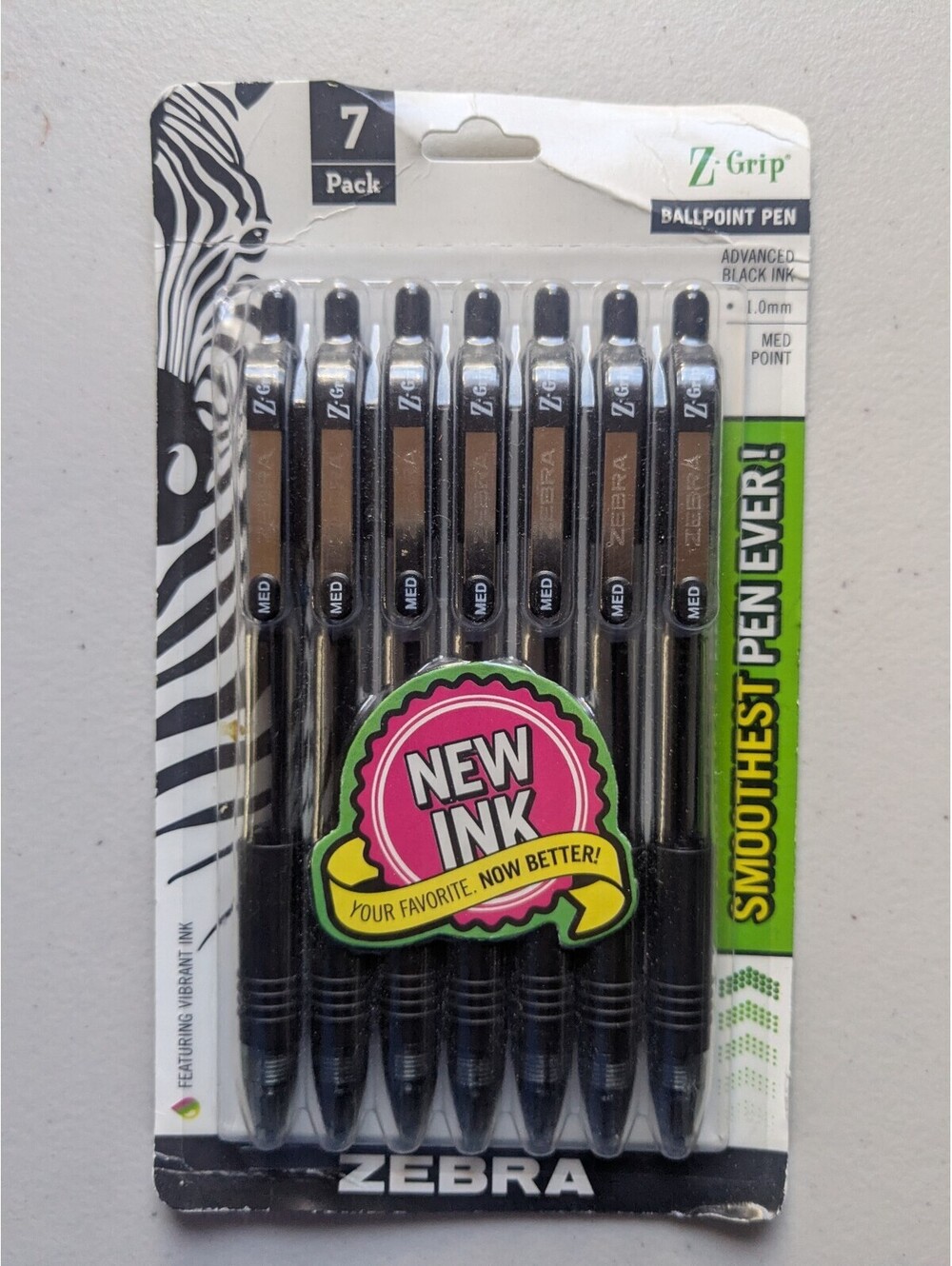 Zebra Z-Grip Ballpoint Pens Medium Point 1.0mm Assorted Ink, 7 Pack